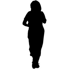 Silhouette of a woman walking in a long dress