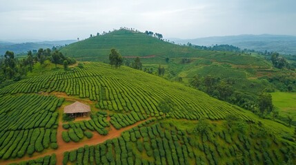 Obraz premium Aerial view of Cherry Organic Tea Mountain