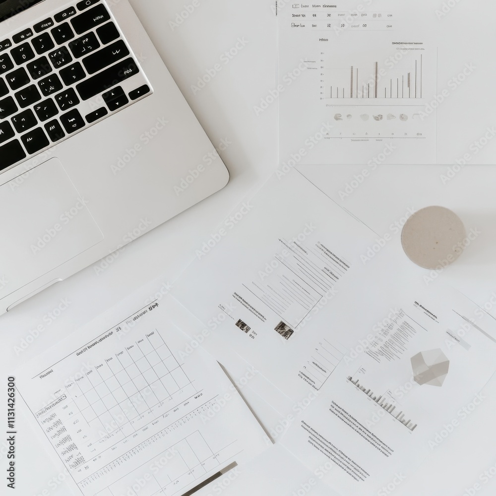 Leinwandbilder detailed overview of a policy analyst's workspace showcasing reports and data analysis tools