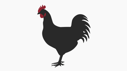 Hen Silhouette Vector Illustration on White Background