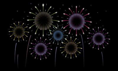 Obraz premium Fireworks on black background