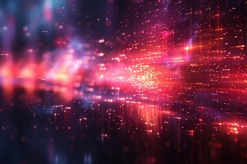 Obraz premium A colorful, abstract image of a cityscape with bright red and purple lights