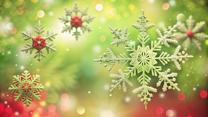 Christmas illustration with various small snowflakes on gradient background
