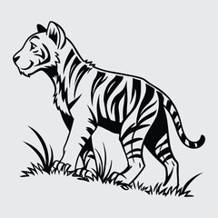 Obraz premium Tiger image silhouette vector art and illustration