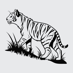 Fototapeta premium Tiger image silhouette vector art and illustration
