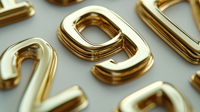 Close-up of gold numbers.