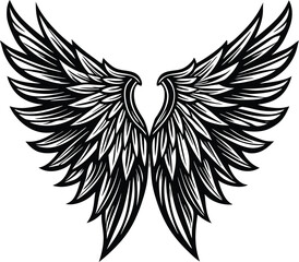 Fototapeta premium Wings silhouette design elements. Angel wings