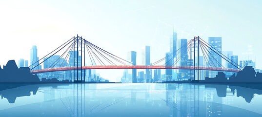 : A conceptual image of a digital bridge connecting two city skylines, representing business partnerships