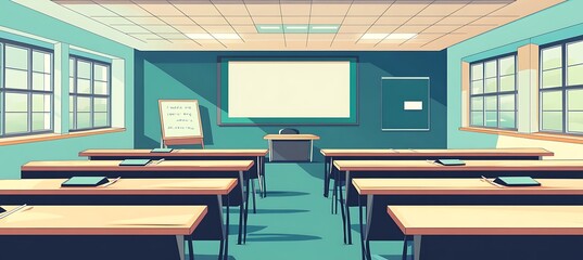 Fototapeta premium A corporate meeting room with a whiteboard, projector