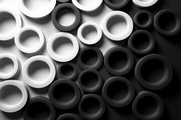 Naklejka premium The composition consists of a set of white circles of different sizes located on the whi