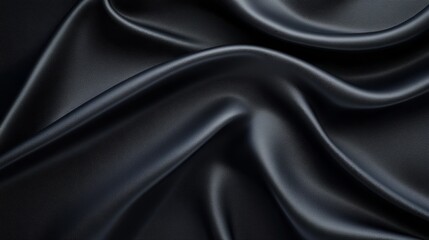 Obraz premium Smooth and Glossy Black Leather Fabric with Elegant Drapes Perfect for Fashion, Textiles, and Interior Design Projects Showcasing Luxury and Sophistication