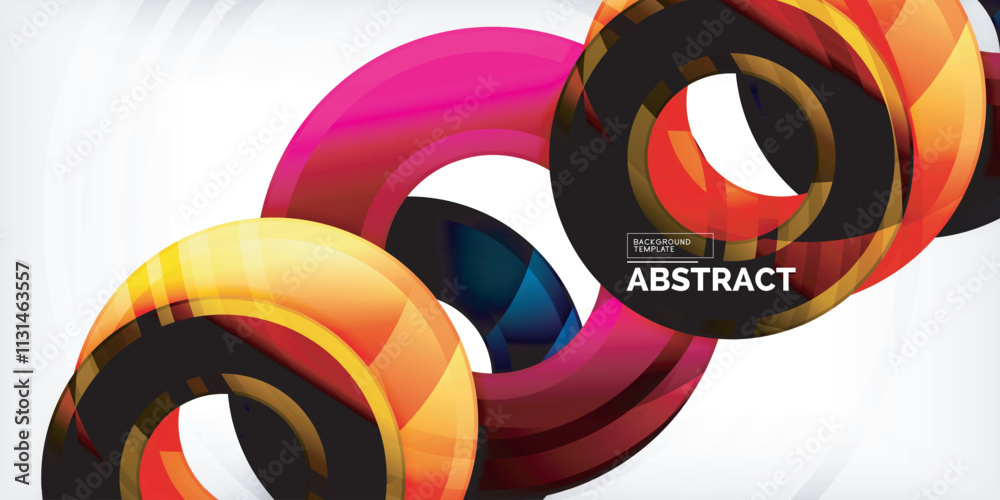 Poster Bright colorful circles with light effects. Abstract background