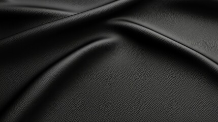 Fototapeta premium Smooth Black Leather Texture with Elegant Drapery Ideal for Fashion, Upholstery, and Interior Design Applications, Showcasing Luxurious Quality for Creative Projects