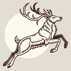 Fototapeta premium A stylish tattoo design featuring a reindeer in a dynamic jumping pose, perfect for body art enthusiasts or graphic design projects.