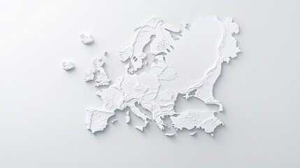 White relief map of Europe on a light background