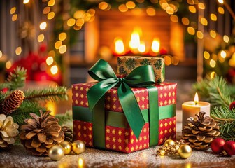 Delightful Merry Christmas Gift Box adorned with cheerful decorations, capturing the essence of the holiday season, perfect for festive product photography.