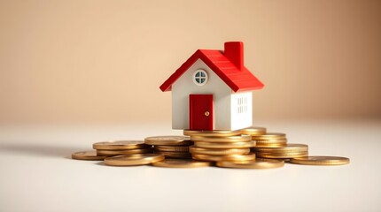 a house on stacking coins, concept of real estate investment