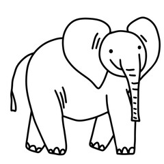 Elephant animal coloring book doodle vector sketch