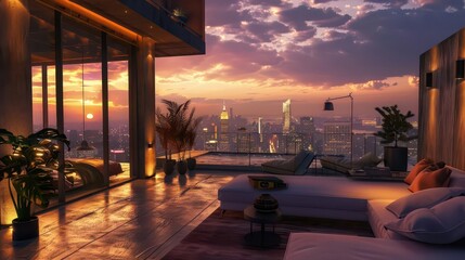Fototapeta premium Tranquil Morning Sky. Serene Urban Morning Atmosphere concept
