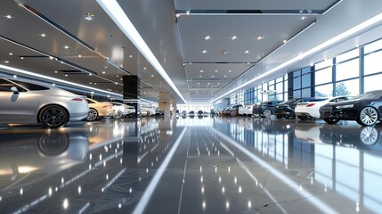 Fototapeta premium Modern Automotive Showroom. Innovative Automotive Design concept
