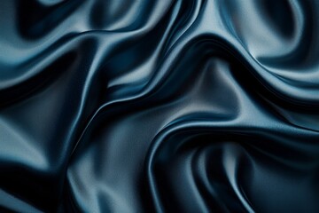 Fototapeta premium Elegant Blue Satin Fabric Close-Up