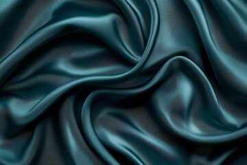 Fototapeta premium Luxurious Teal Satin Fabric with Folds