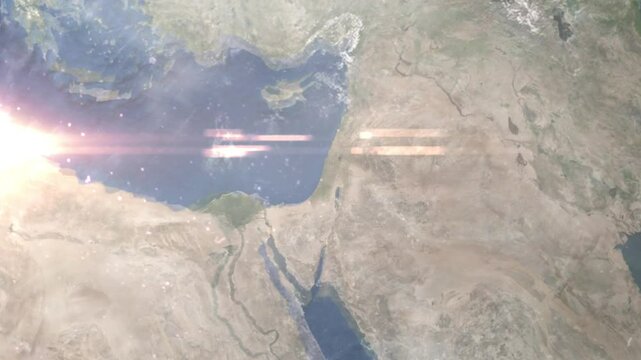 Zooming in on Holon, Israel frome space - Perfect for Travel Intros and Backgrounds. Realistic 3D Animation.