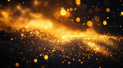 Obraz premium Golden Sparkle Background with Bokeh Glow
