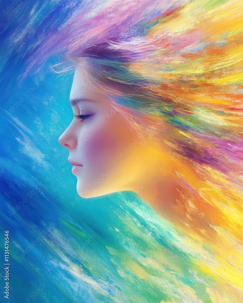 Poster exploring the realms of color and consciousness during astral awakening