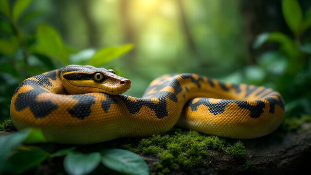 Reticulated Python in Tropical Rainforest