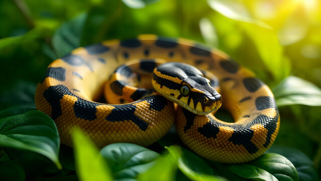 Beautiful Ball Python in Jungle Habitat