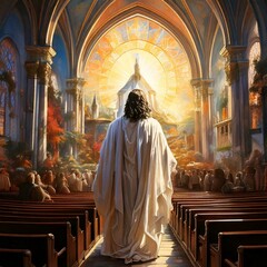 Father approaches the altar