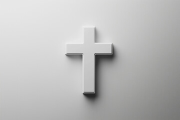 Obraz premium A minimalist representation of a white cross on a soft background.