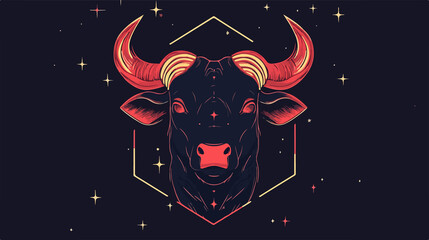Taurus Zodiac Sign Vector Illustration Isolated on White Background