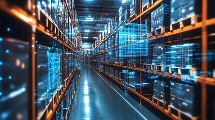 Digital inventory management in a modern warehouse.