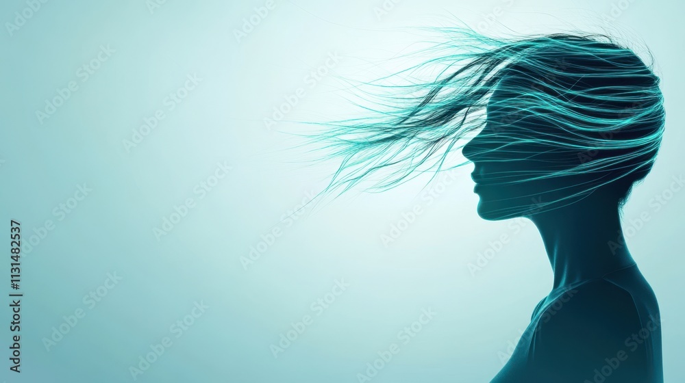 Aufkleber whispers of the mind a journey through the thoughts of a woman in serene reflection