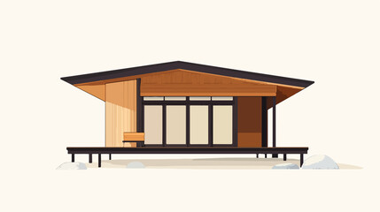 Minimalistic Wood Building Vector Illustration