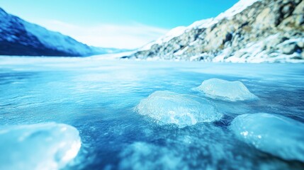 Fish Seek Refuge Beneath a Tranquil Icy Surface in a Serene Winter Landscape