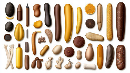 Fruit and Vegetable Set: A vibrant collection of fruits and vegetables in various shapes and sizes, perfect for adding a touch of natural beauty and freshness to your designs.