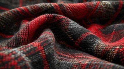 Red and black plaid fabric texture.