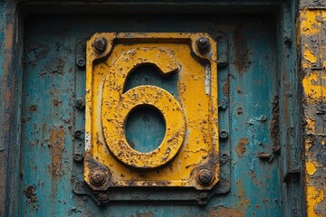 A train with the number 6 painted on its side, suitable for use in travel or transportation themes - obrazy, fototapety, plakaty