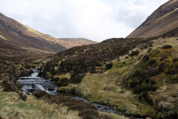 Ascent to Ben Wyvis along the Allt a' Bhealaich Mhoir stream - Ross and Cromarty - Scotland - UK