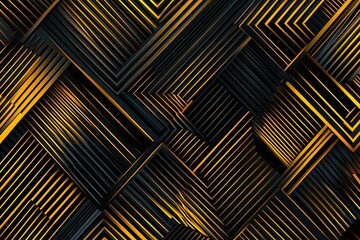 Abstract dark geometric background featuring glowing golden lines and sparkles, creating a modern, futuristic, and elegant design.