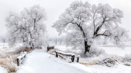 Fototapeta premium Landscape of winter rural site