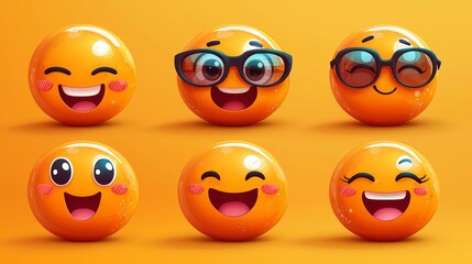 Obraz premium Vibrant Animated Faces Displaying Various Emotions