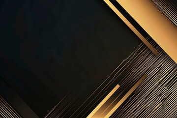 Obraz premium Abstract dark geometric background featuring glowing golden lines and sparkles, creating a modern, futuristic, and elegant design.