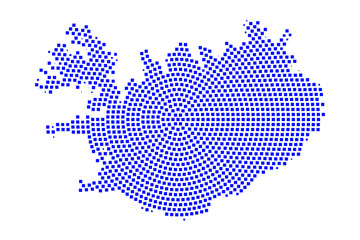 Fototapeta premium Abstract graphic Iceland map from pixel blue on a white background. Vector illustration. 