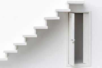 Obraz premium A simple, open door on a plain white wall