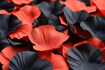 A close-up view of a bouquet featuring red and black flowers