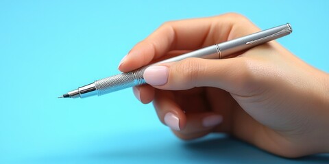A person holding a pen in their hand, ready to write or create